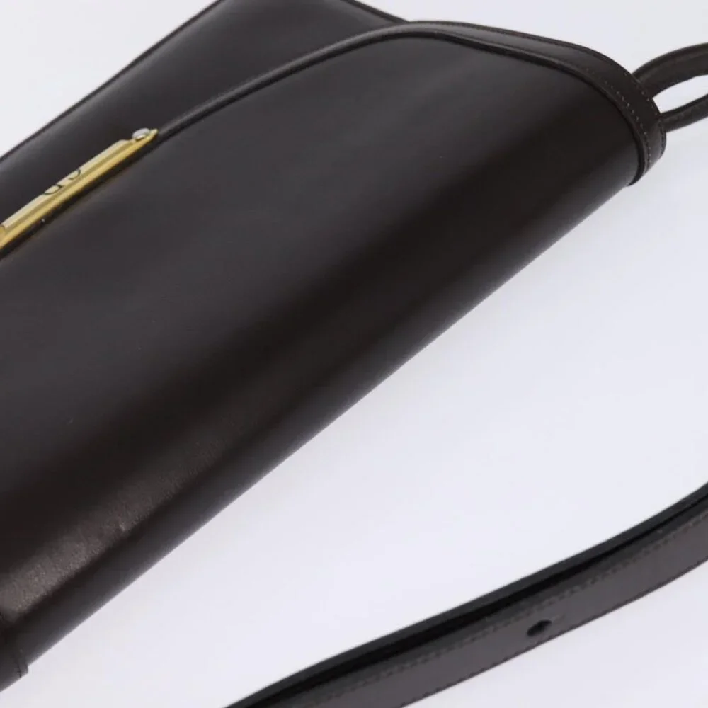 Authentic Christian Dior Shoulder Bag Leather Brown Gold - Picture 13 of 16